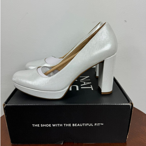 Naturalizer Berlin Pump in Silver Crosshatch Synthetic Size 8 - Picture 3 of 7